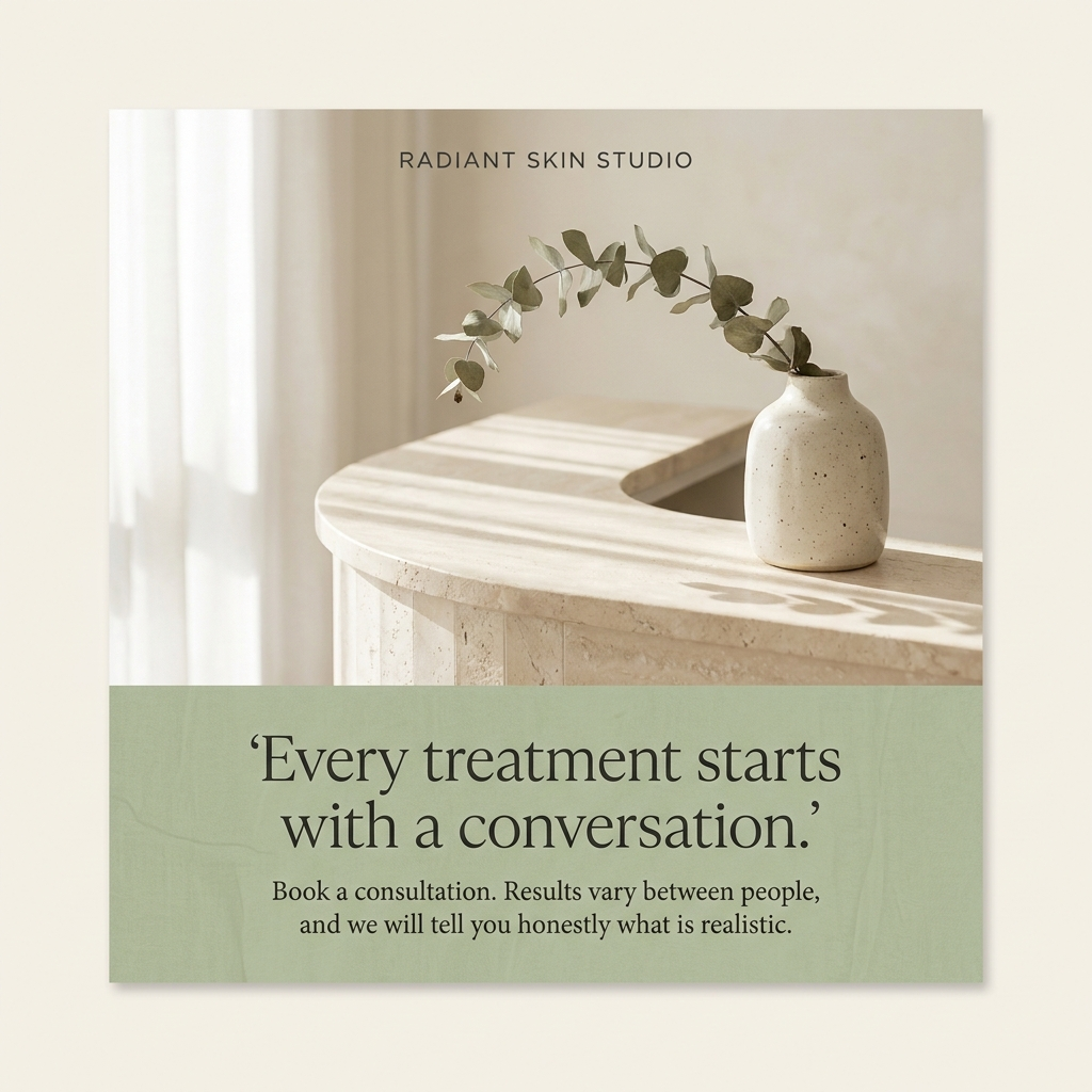 Sample post for a fictional clinic: every treatment starts with a conversation