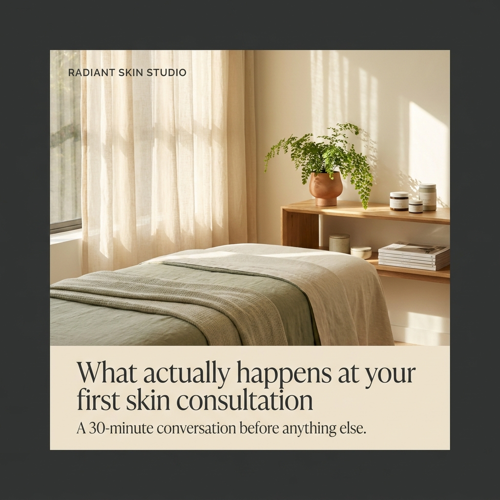 Sample post for a fictional clinic: what happens at your first skin consultation
